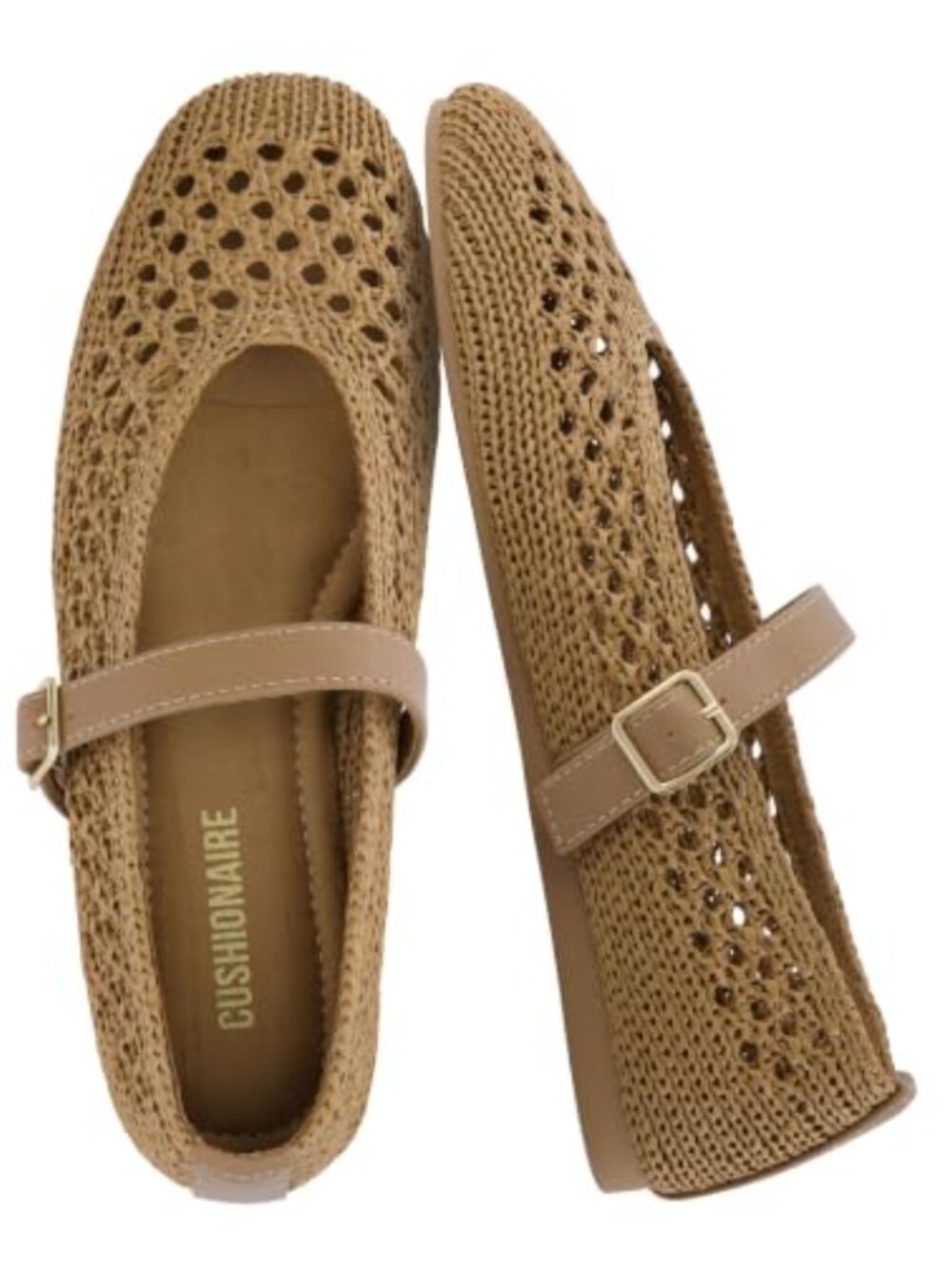 CUSHIONAIRE Woven Ballet Flats Women's Adjustable Buckle Slip On Shoes